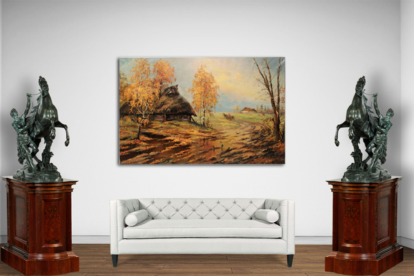 Неизвестный художник. Сторожка в осеннем лесу 